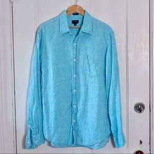 J.Crew Factory Teal Linen Shirt Men’s Large